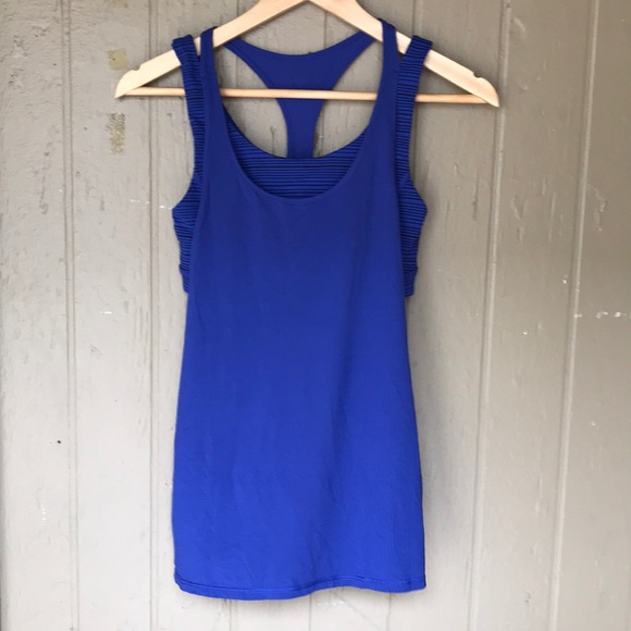 Lululemon all support tank sapphire blue/kanto stripe sapphire blue black - Picture 3 of 9